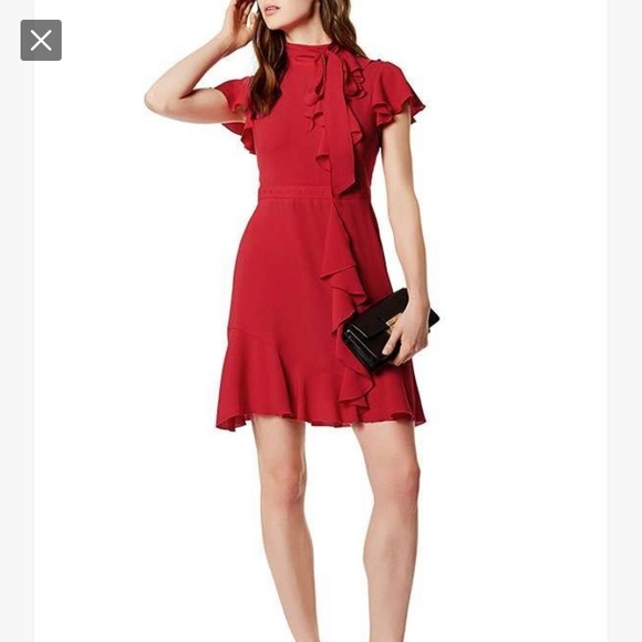 Karen Millen Dresses & Skirts - Karen Millen Ruffle Blouson Dress in Red